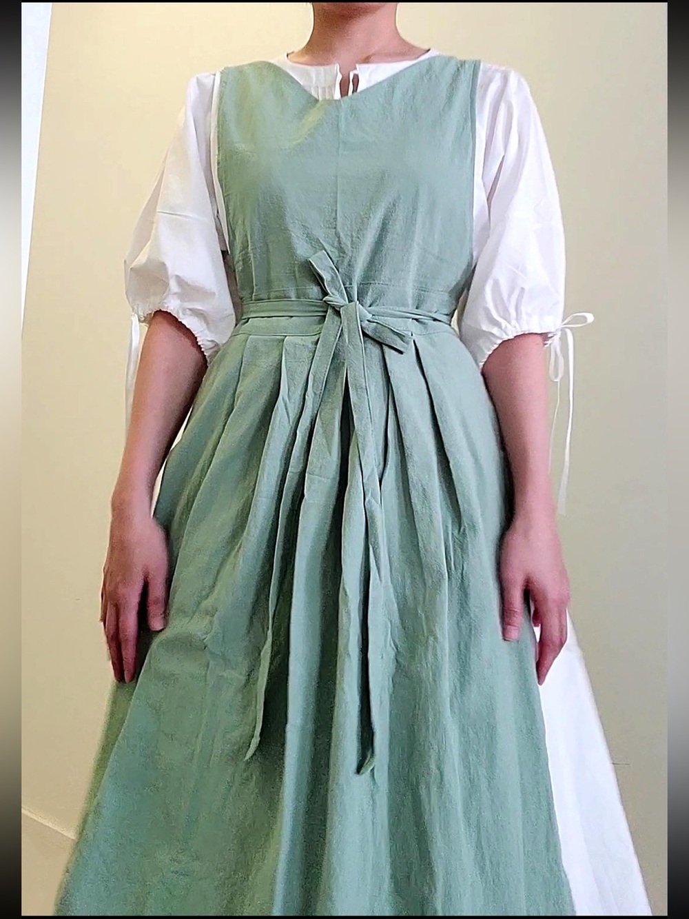 XL Pinafore Apron Dress Sage